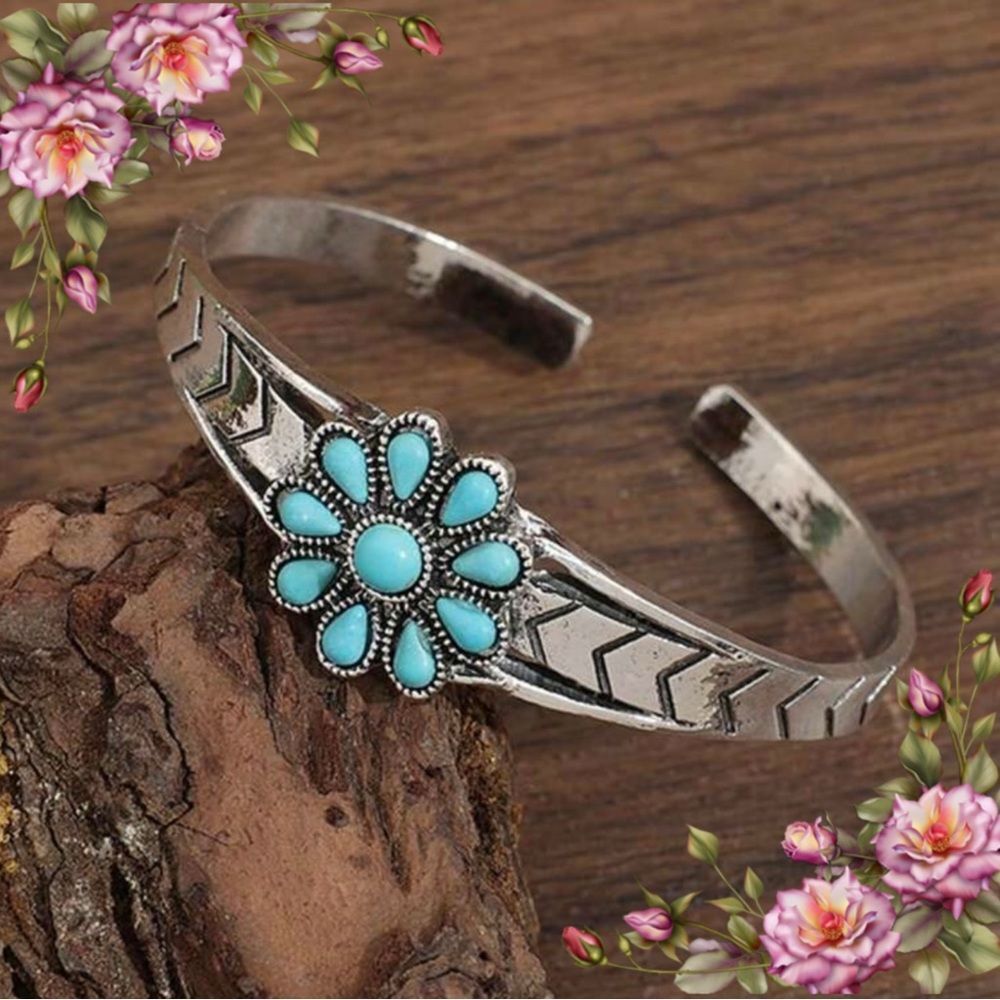 Bohemian style fake Turquoise‎ Flower Bracelet